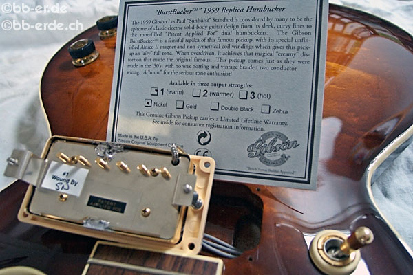 Ein Foto des Gibson BurstBuckers, Halsposition